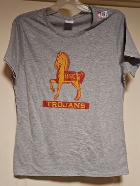 Womens Large USC Trojans Grey TEE. New.